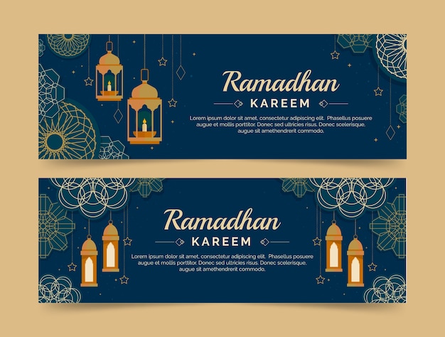 Banner orizzontale piatto ramadan