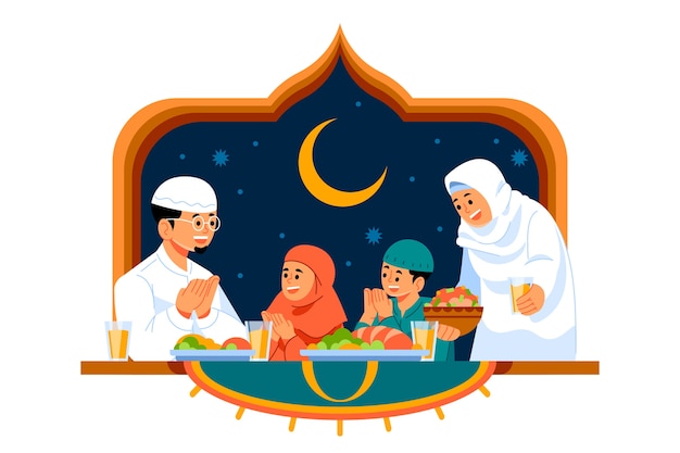 Vettore illustrazione piatta del ramadan