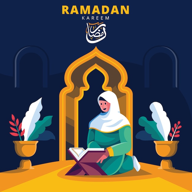 Vettore illustrazione piatta del ramadan