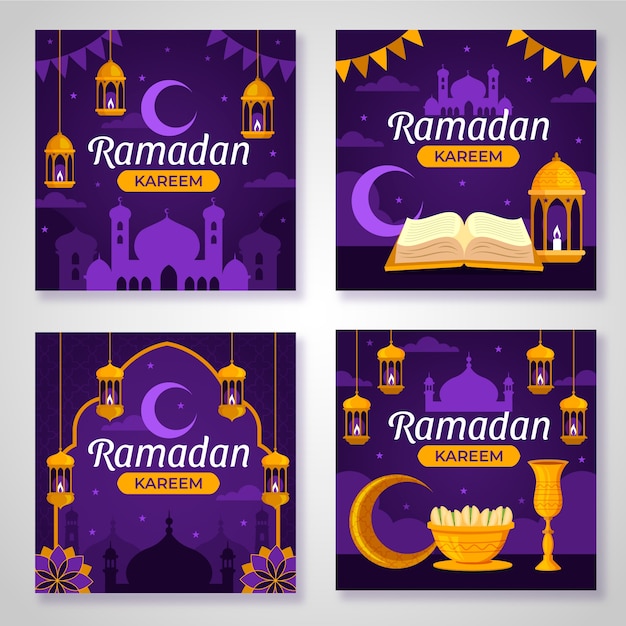 Vettore collezione di post instagram ramadan piatti