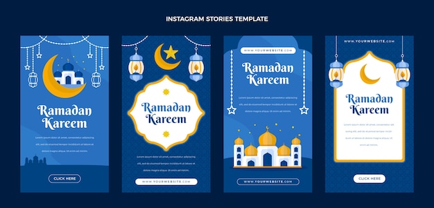 Vettore collezione di storie di instagram ramadan piatte