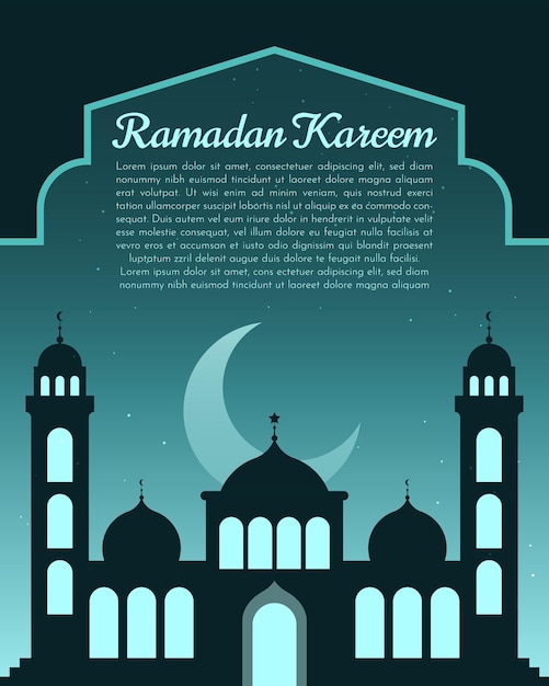 Flat Ramadan Kareem Illustration with mosque background