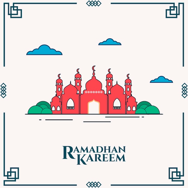 Flat ramadan kareem vector, modern ramadhan kareem background