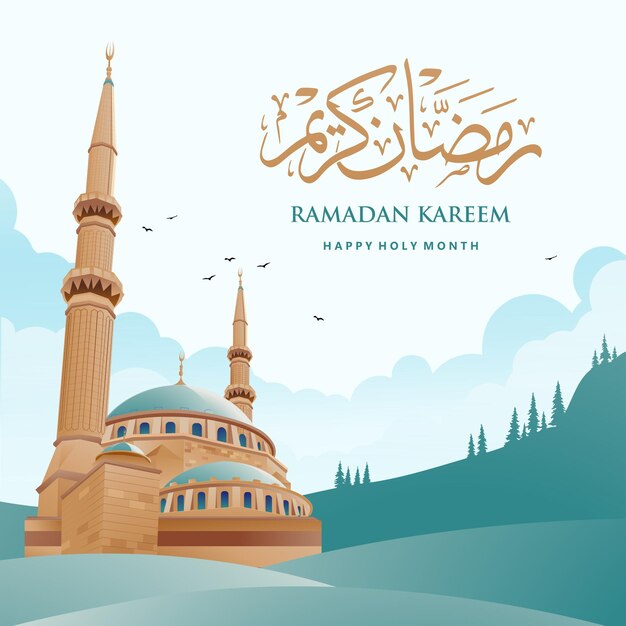 Appartamento ramadan kareem con sfondo moschea