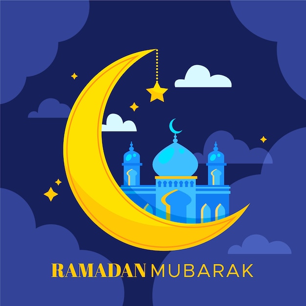 Sfondo piatto ramadan mubarak