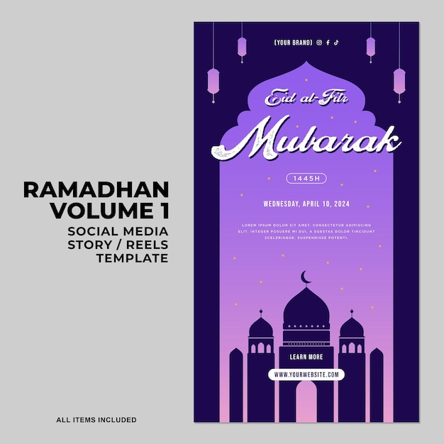 Vector flat ramadan of ramadhan social media story stories reels ontwerpcollectie islamitische ornamenten