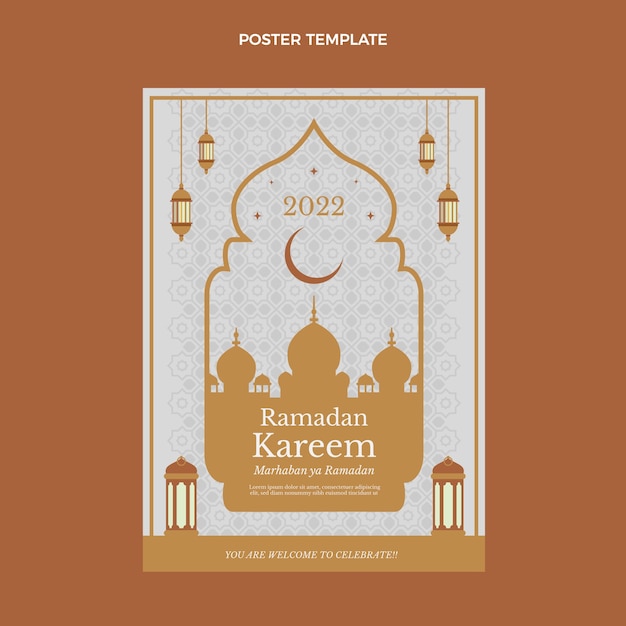 Flat ramadan vertical poster template