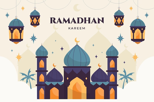 Vettore sfondo piatto ramadhan