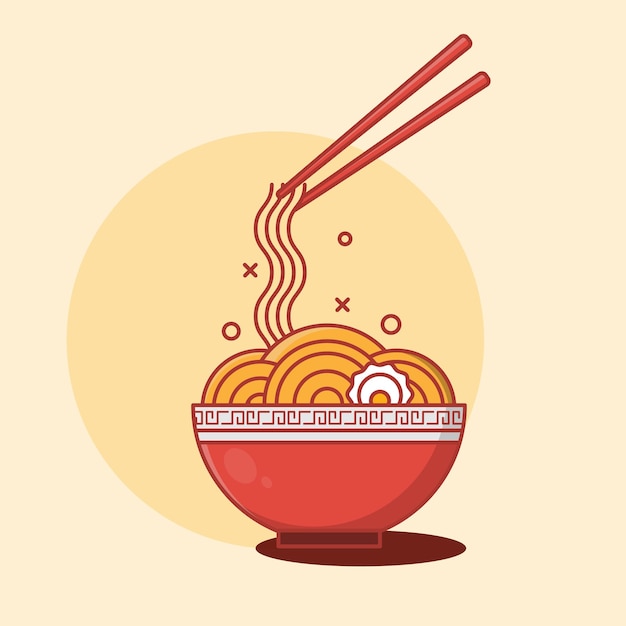 Иллюстрация японской лапши Flat Ramen