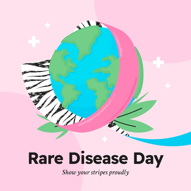 Vector flat rare disease day illustration