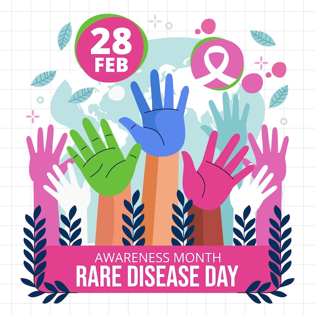 Flat rare disease day illustration