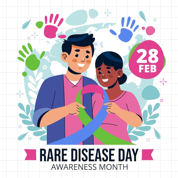 Flat rare disease day illustration