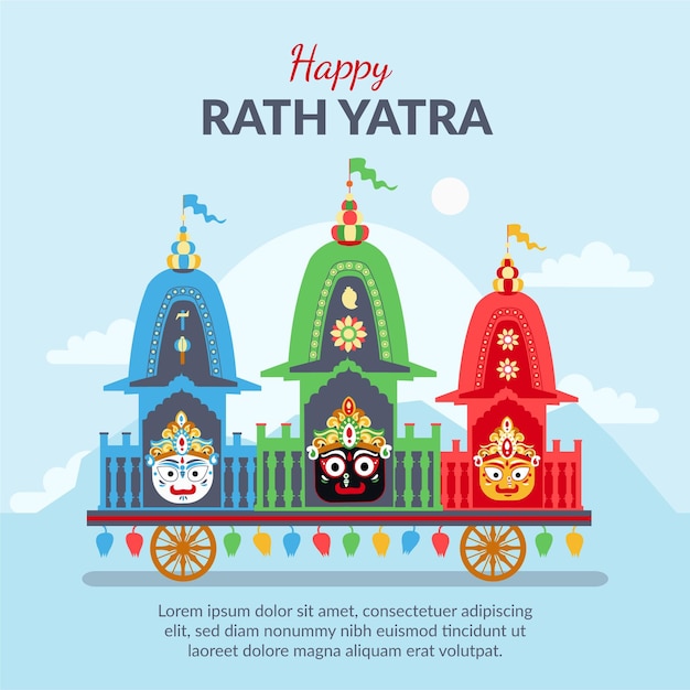 Flat rath yatra celebration illustration