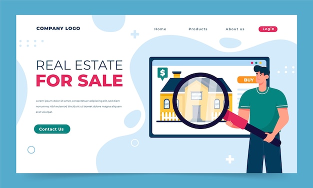 Vector flat real estate landing page template