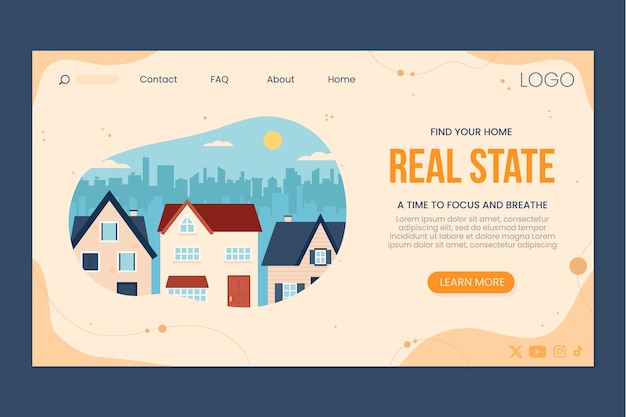 ベクトル フラット不動産のランディングページのテンプレート