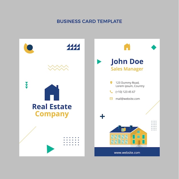 Flat real estate vertical business card