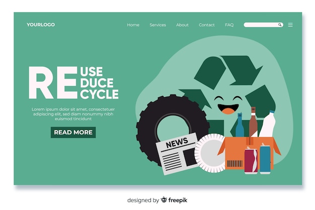 Vector flat recycling landing page template