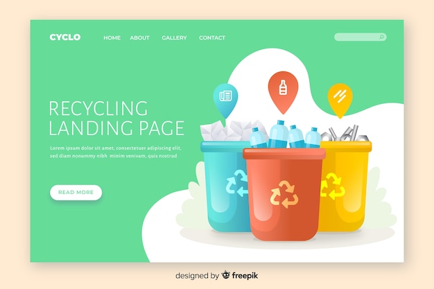 Vector flat recycling landing page template