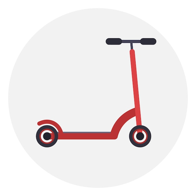 Flat red kick scooter icon