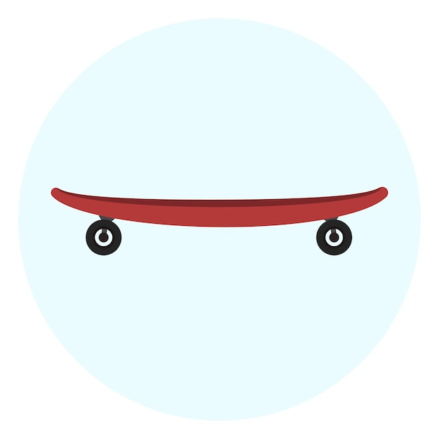 Flat red skateboard icon