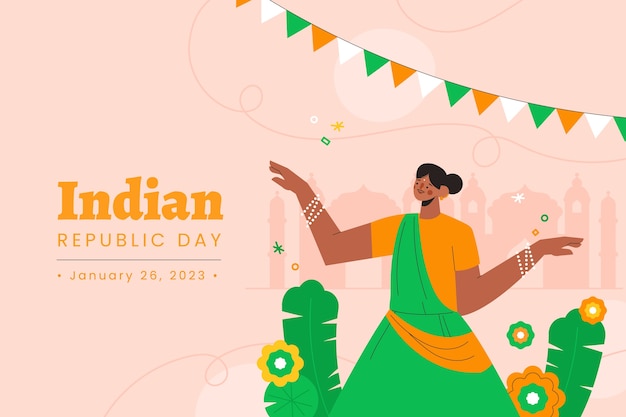 Vector flat republic day celebration illustration