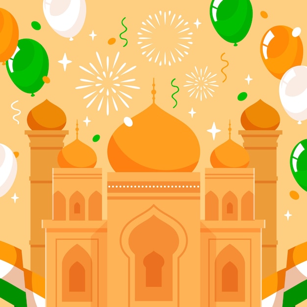 Vector flat republic day celebration illustration