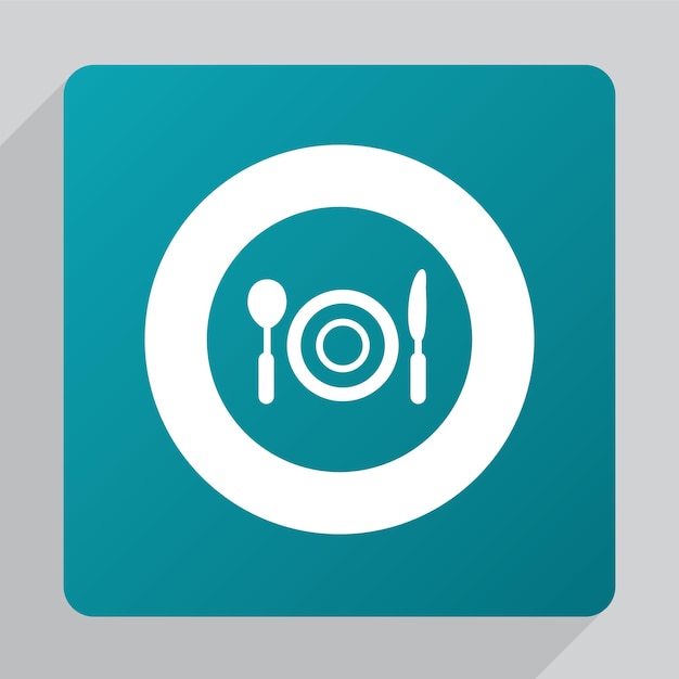 Vector flat restaurant icon, white on green background