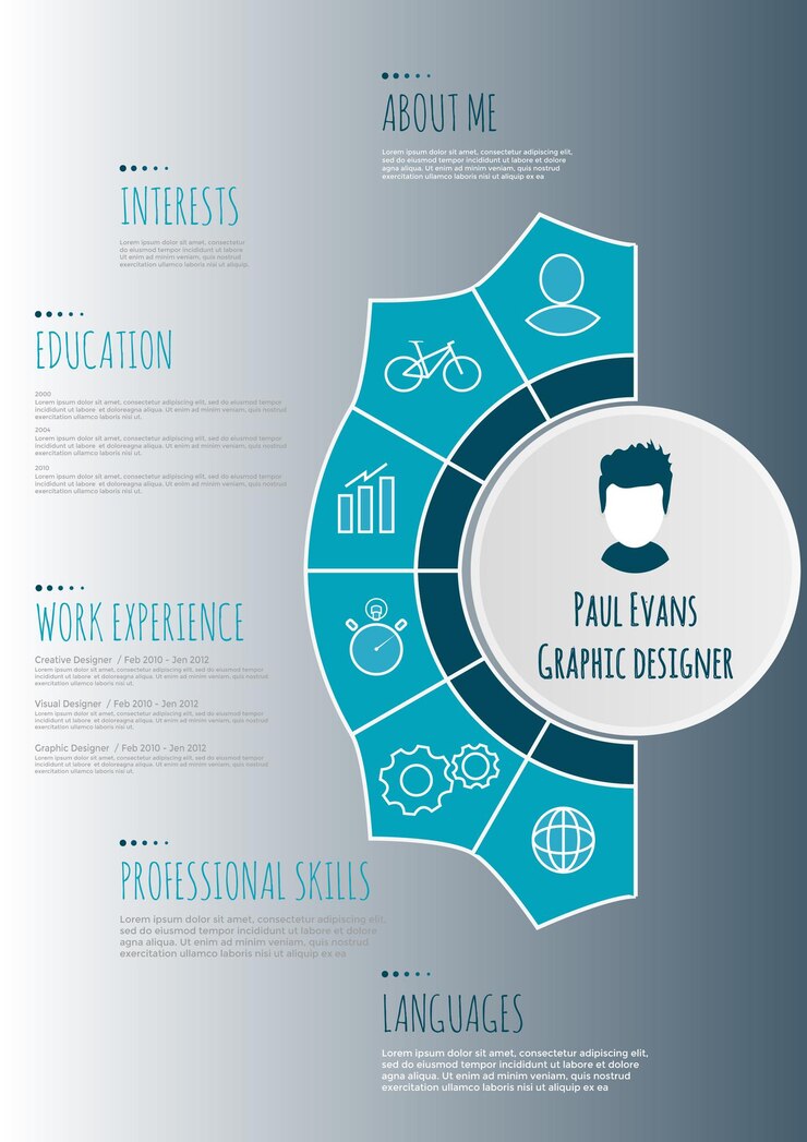 Vector flat resume infographic design. resume cv set with infographics and timeline. clean vector