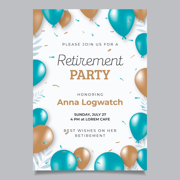 Vector flat retirement greeting card template