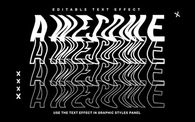 Flat retro awesome editable text effect template