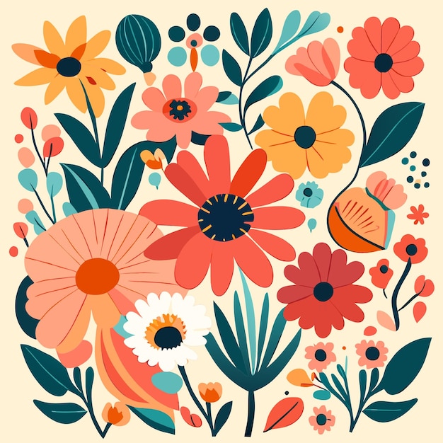 Vector flat retro flower design vector illustration