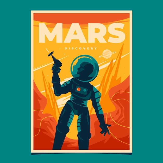 Vector flat retro space poster