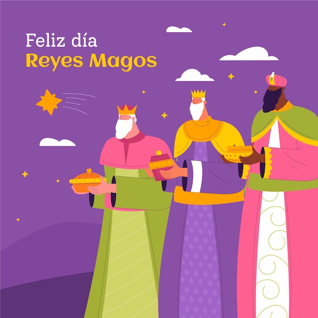 Illustrazione piatta di reyes magos