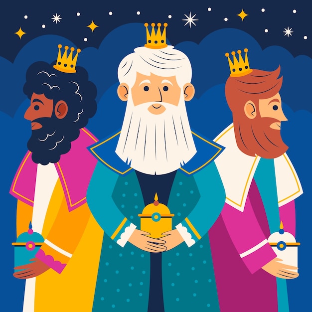 Illustrazione piatta di reyes magos