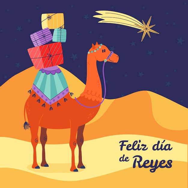 Vettore illustrazione piatta di reyes magos