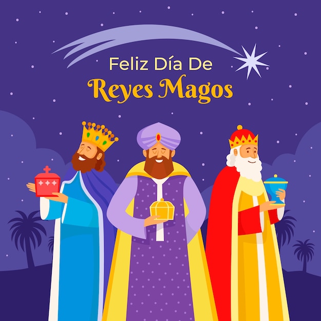 Illustrazione piatta di reyes magos