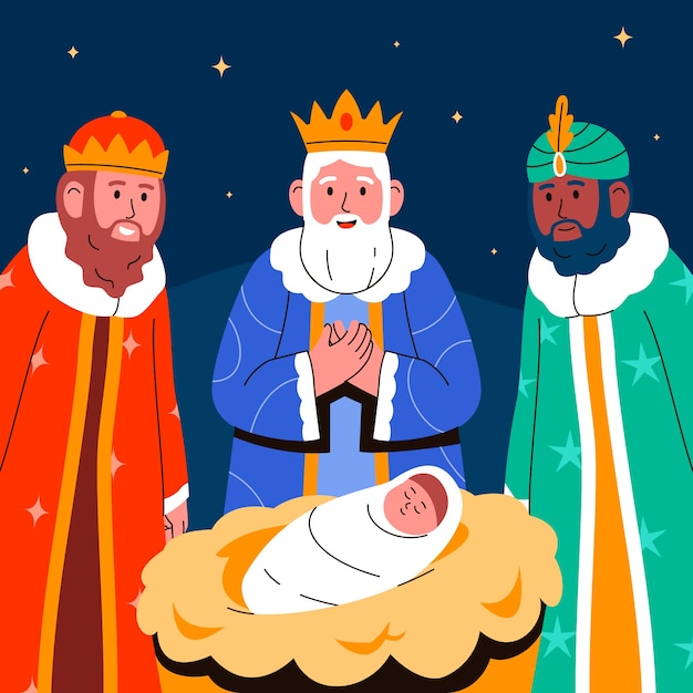 Illustrazione piatta di Reyes magos