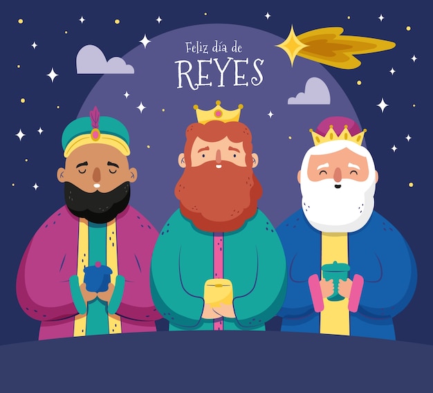 Vettore illustrazione piatta di reyes magos