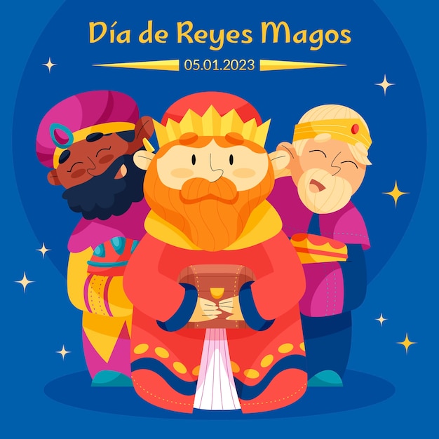 Vettore illustrazione piatta di reyes magos