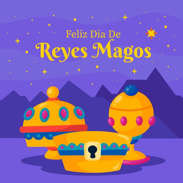 Flat reyes magos illustration