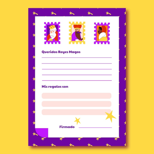 Vector flat reyes magos letter template