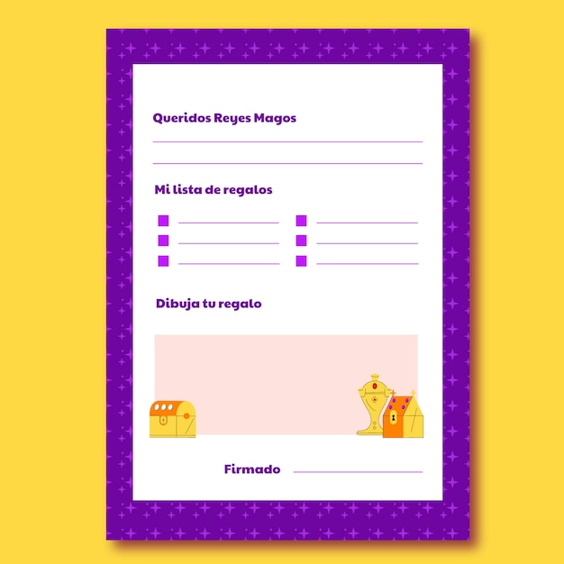 Flat reyes magos letter template