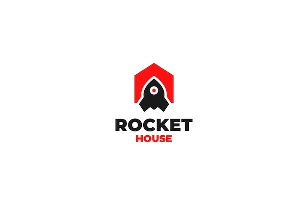 フラット ロケットの家のロゴ デザイン ベクトル図