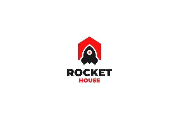 Flat rocket house logo design vector illustration