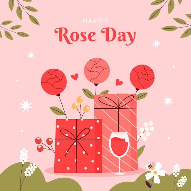 Flat rose day illustration