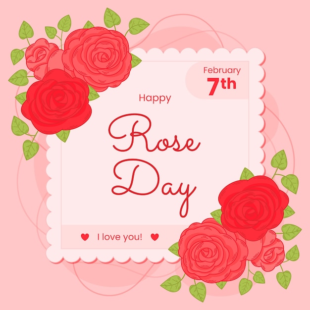 Flat rose day illustration