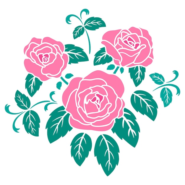 Flat rose flower decoration vector