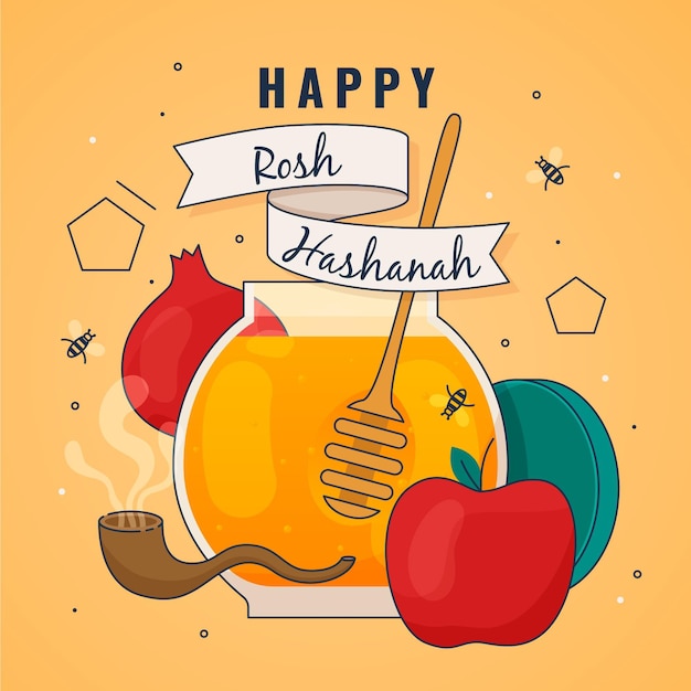 Vector flat rosh hashanah concept