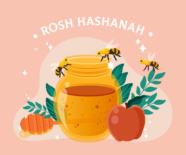 벡터 플랫 로시 hashanah 개념