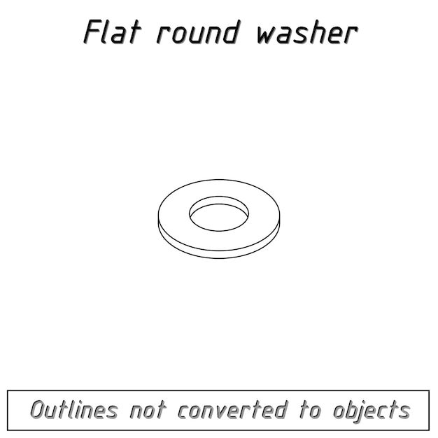 Flat round washer fastener outline blueprint